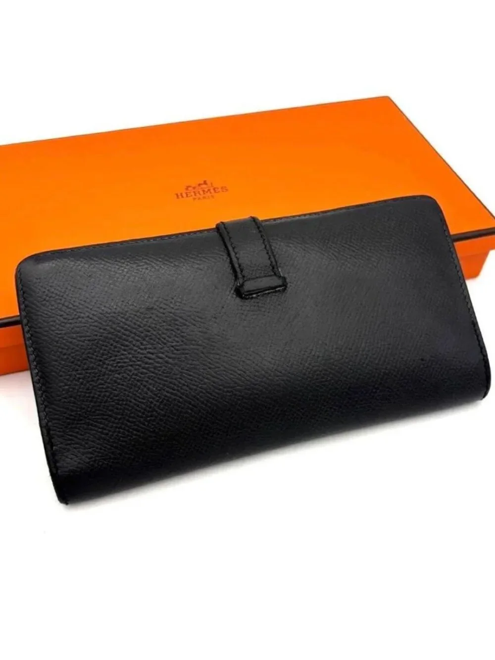 Hermes Bearn Classic Bifold Wallet Epsom Black Silver